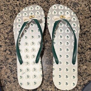 Stylish Green and White Flip Flops